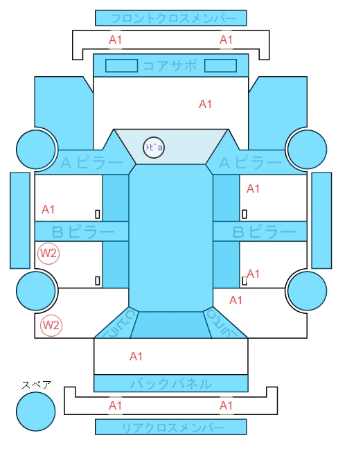 Body condition diagram (damage marks, Japanese labels)