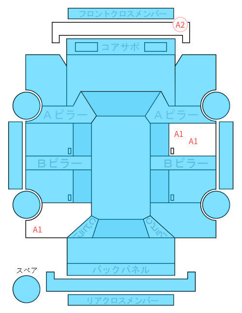 Body condition diagram (damage marks, Japanese labels)