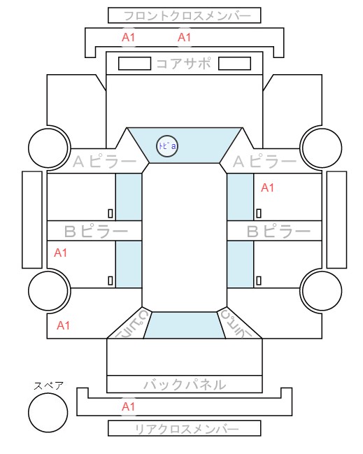 Body condition diagram (damage marks, Japanese labels)