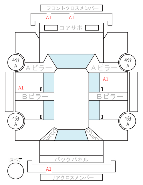 Body condition diagram (damage marks, Japanese labels)