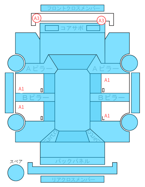 Body condition diagram (damage marks, Japanese labels)