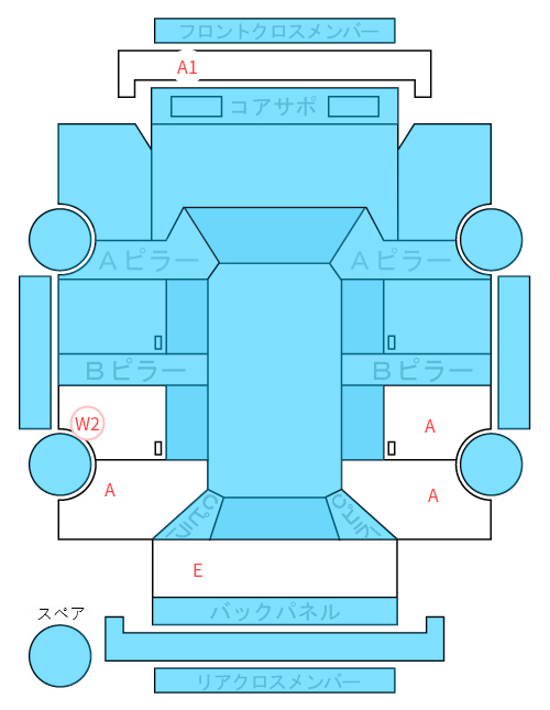 Body condition diagram (damage marks, Japanese labels)