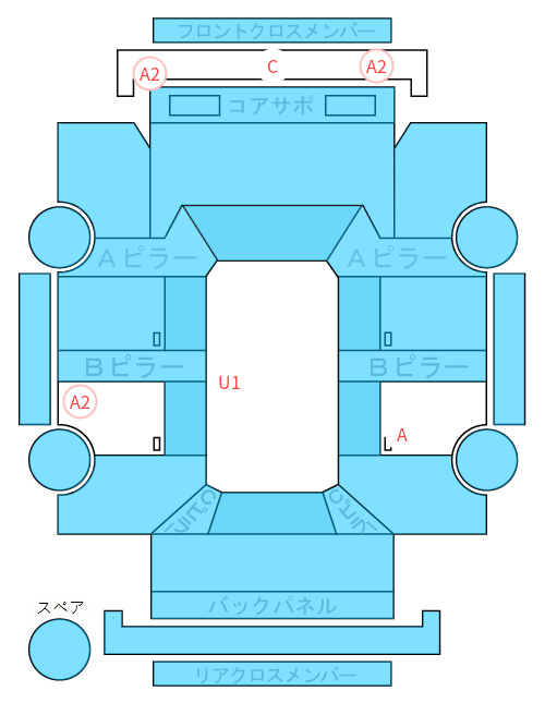 Body condition diagram (damage marks, Japanese labels)