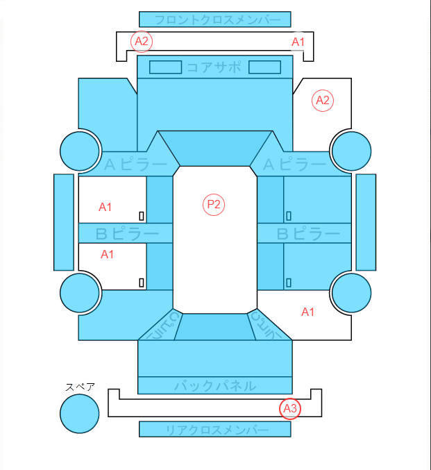 Body condition diagram (damage marks, Japanese labels)
