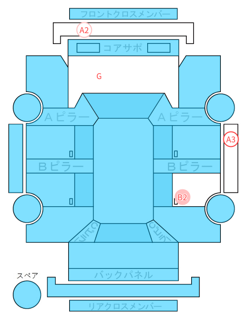 Body condition diagram (damage marks, Japanese labels)