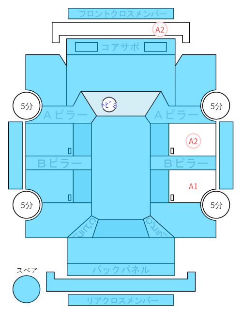 Body condition diagram (damage marks, Japanese labels)