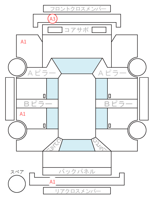 Body condition diagram (damage marks, Japanese labels)