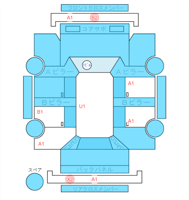 Body condition diagram (damage marks, Japanese labels)