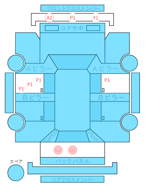 Body condition diagram (damage marks, Japanese labels)