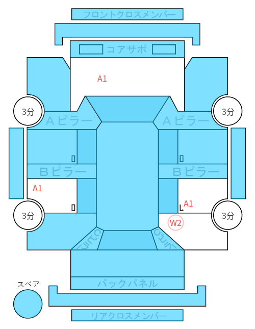 Body condition diagram (damage marks, Japanese labels)