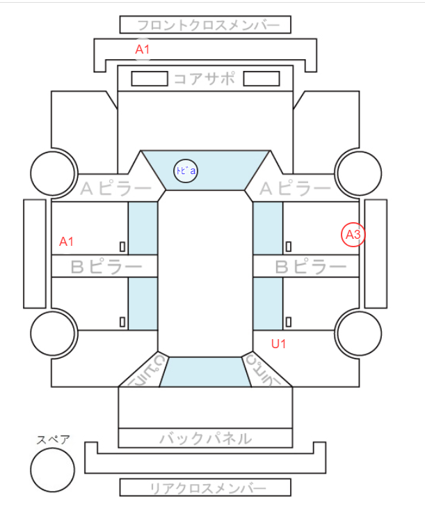 Body condition diagram (damage marks, Japanese labels)