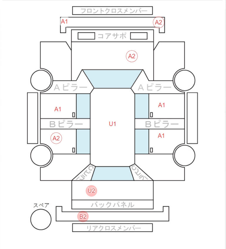 Body condition diagram (damage marks, Japanese labels)