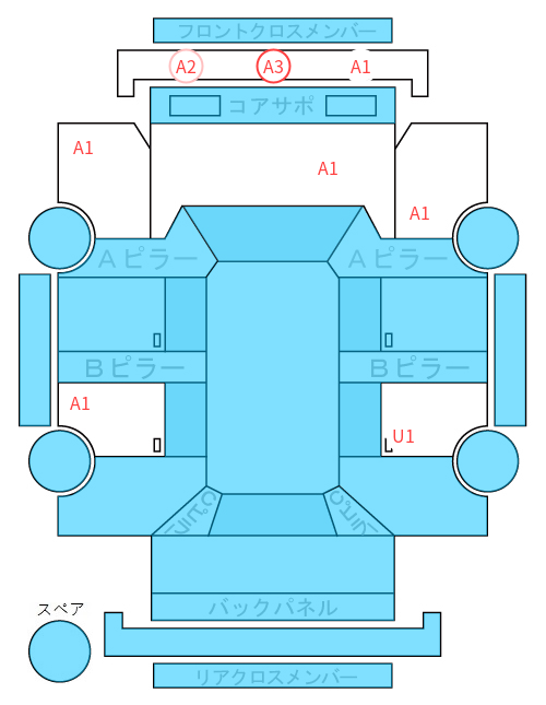 Body condition diagram (damage marks, Japanese labels)