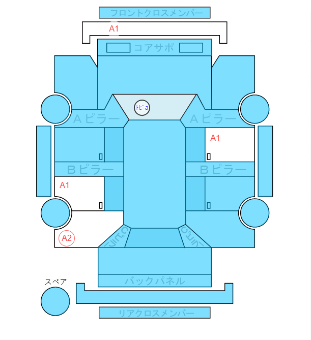 Body condition diagram (damage marks, Japanese labels)