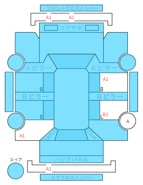 Body condition diagram (damage marks, Japanese labels)