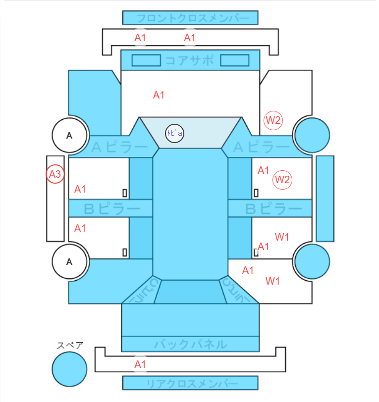 Body condition diagram (damage marks, Japanese labels)