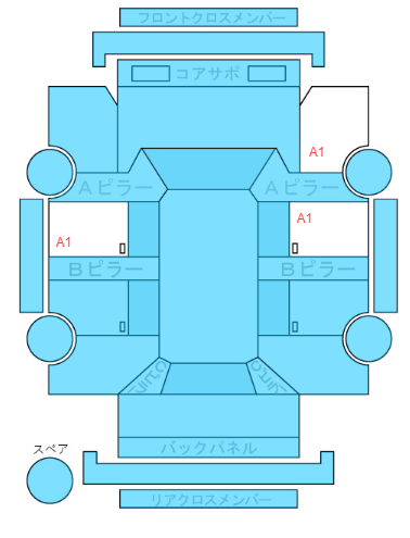 Body condition diagram (damage marks, Japanese labels)