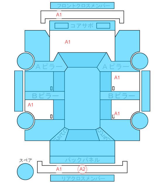 Body condition diagram (damage marks, Japanese labels)