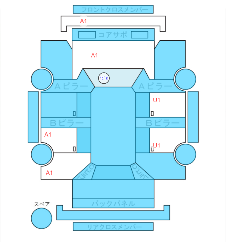 Body condition diagram (damage marks, Japanese labels)
