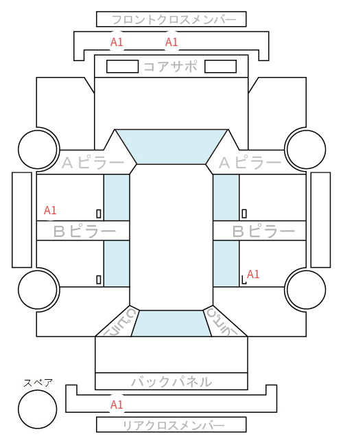 Body condition diagram (damage marks, Japanese labels)