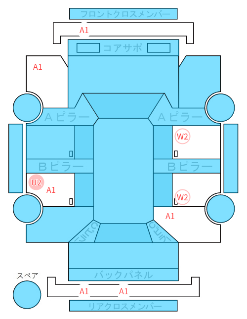 Body condition diagram (damage marks, Japanese labels)