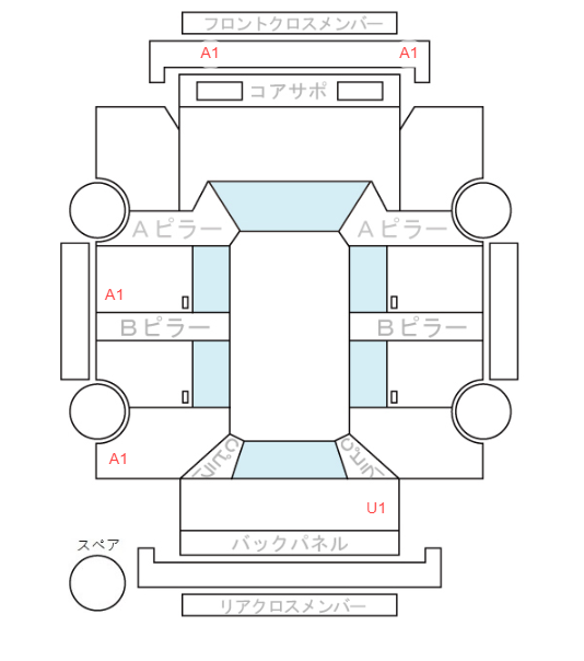 Body condition diagram (damage marks, Japanese labels)