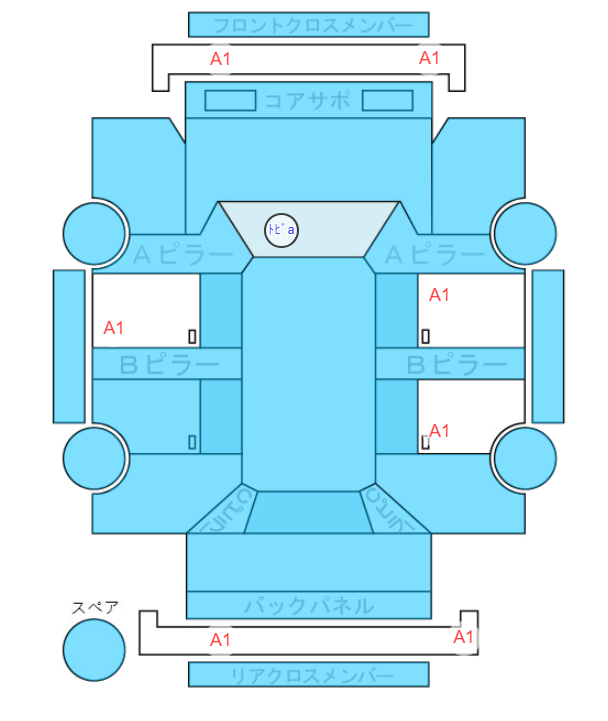 Body condition diagram (damage marks, Japanese labels)
