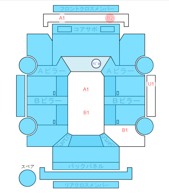 Body condition diagram (damage marks, Japanese labels)