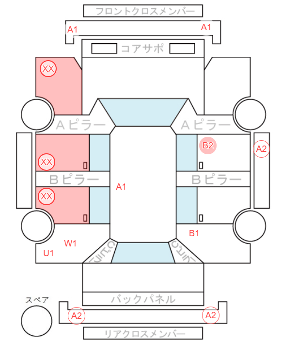 Body condition diagram (damage marks, Japanese labels)
