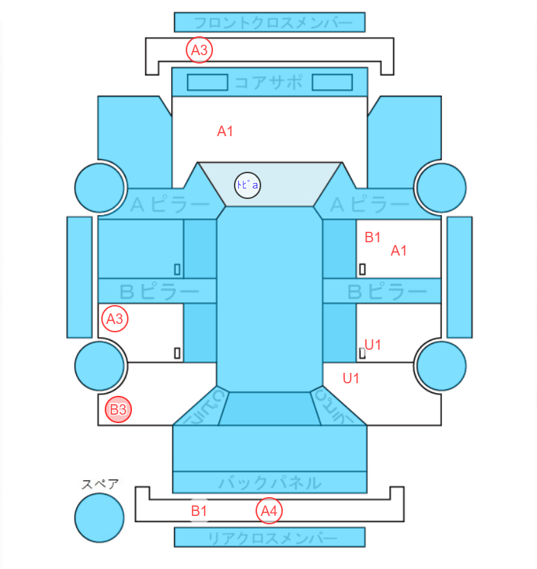 Body condition diagram (damage marks, Japanese labels)