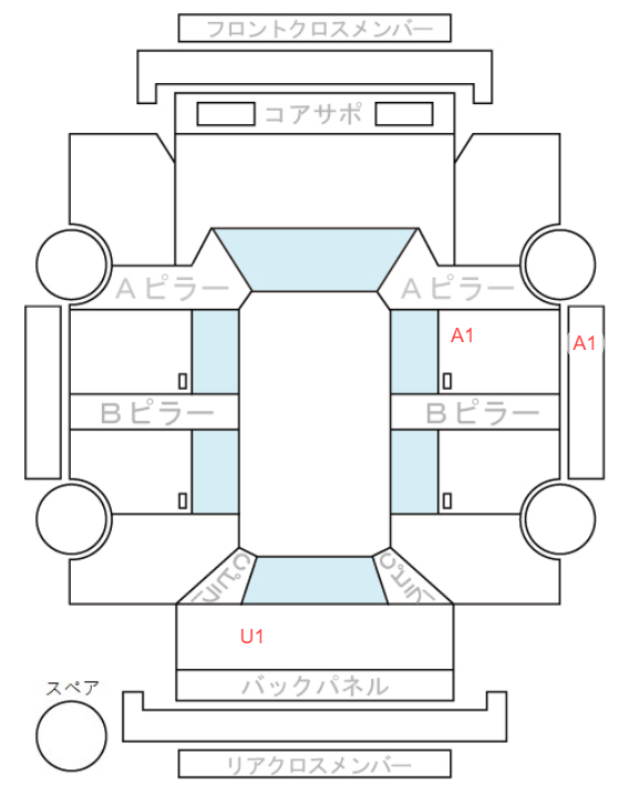 Body condition diagram (damage marks, Japanese labels)