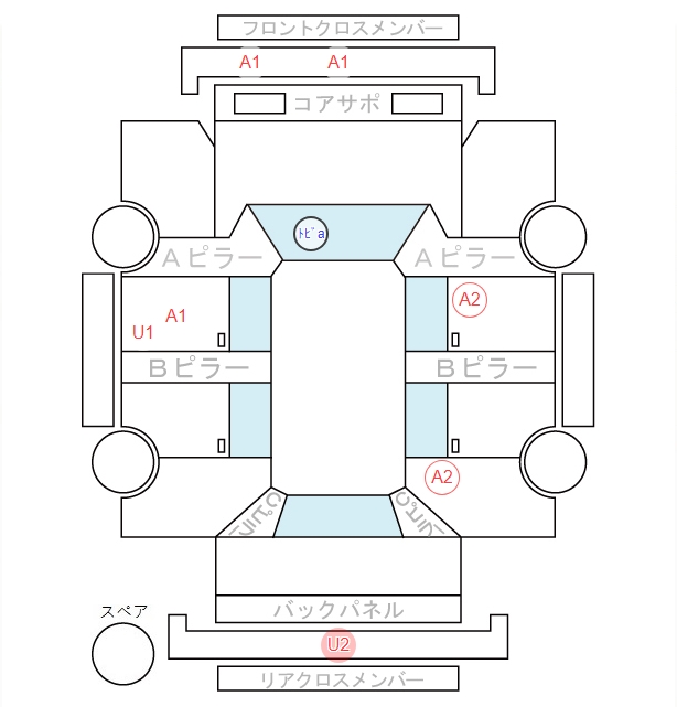 Body condition diagram (damage marks, Japanese labels)
