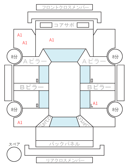 Body condition diagram (damage marks, Japanese labels)