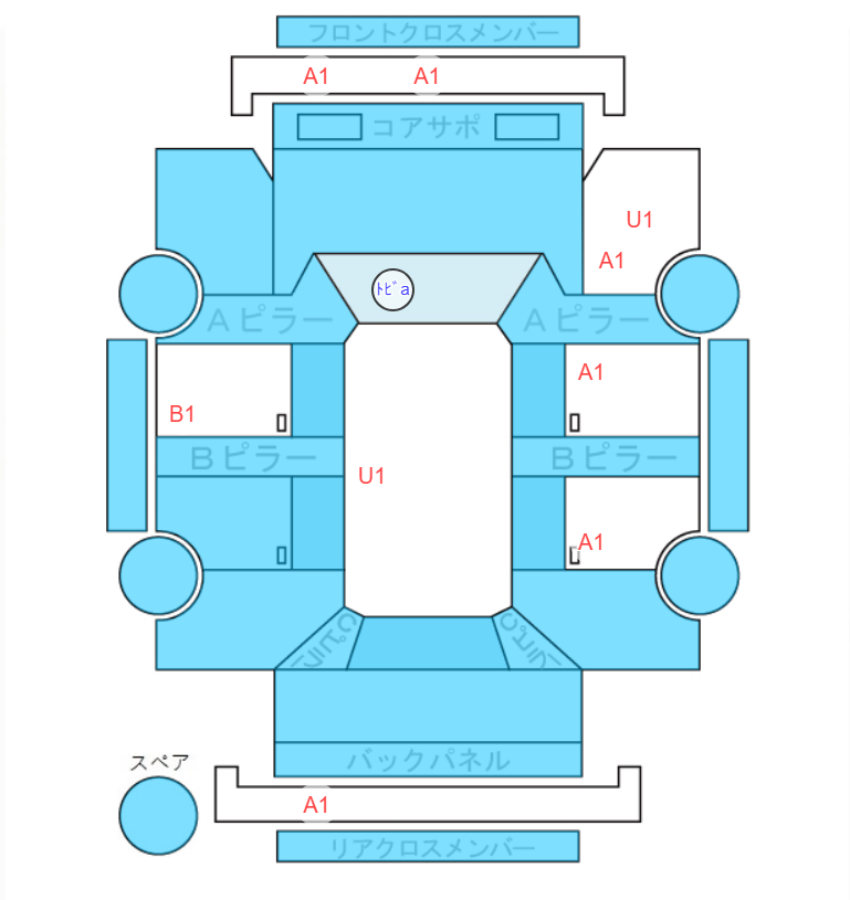 Body condition diagram (damage marks, Japanese labels)