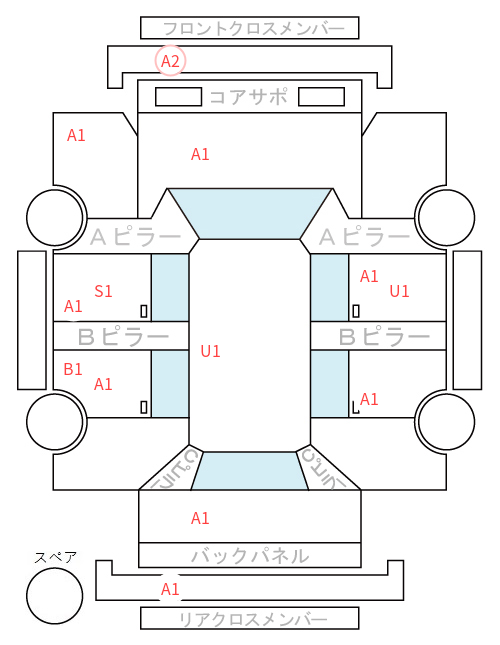 Body condition diagram (damage marks, Japanese labels)