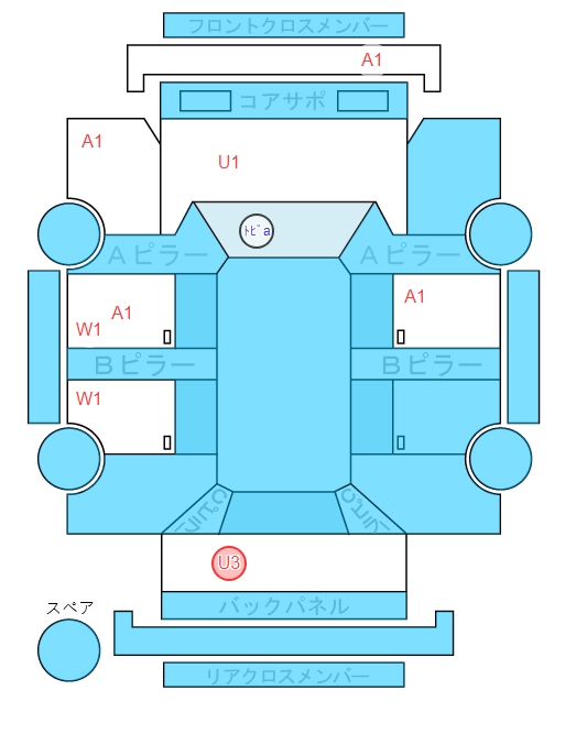 Body condition diagram (damage marks, Japanese labels)