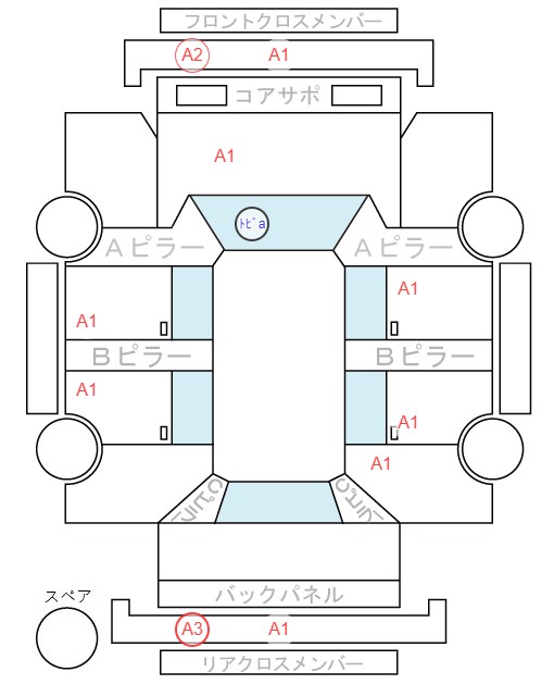 Body condition diagram (damage marks, Japanese labels)