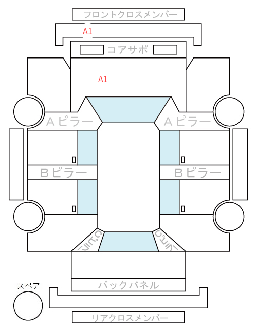 Body condition diagram (damage marks, Japanese labels)