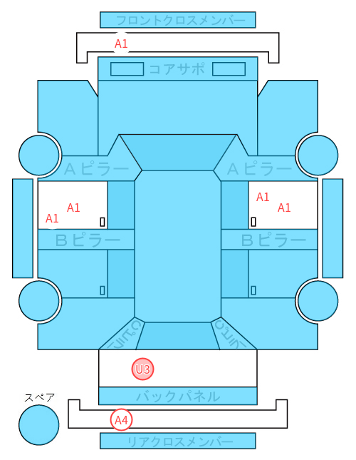 Body condition diagram (damage marks, Japanese labels)