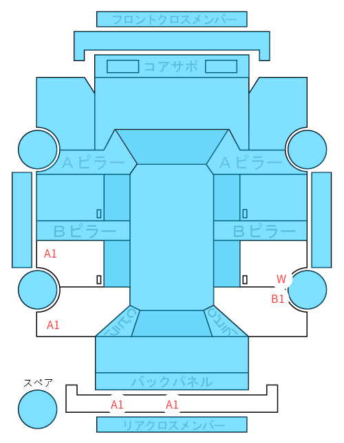 Body condition diagram (damage marks, Japanese labels)