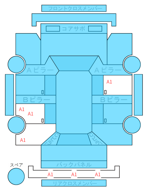 Body condition diagram (damage marks, Japanese labels)