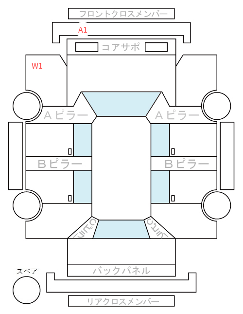 Body condition diagram (damage marks, Japanese labels)