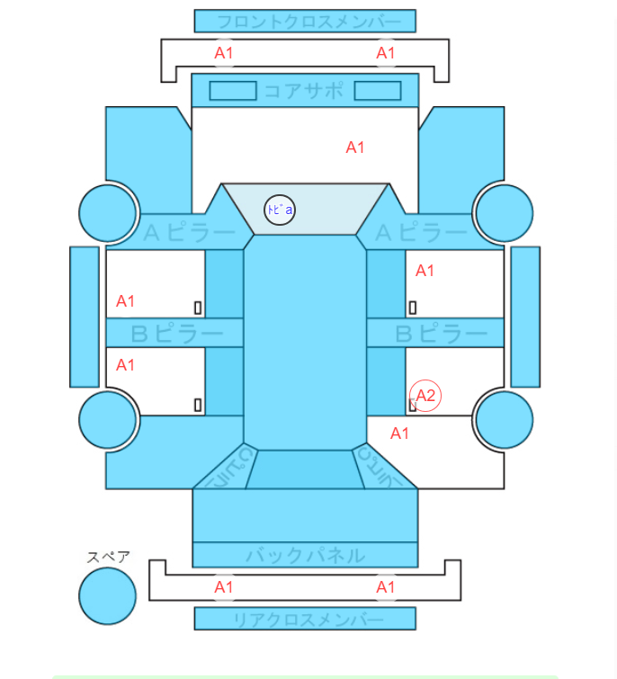 Body condition diagram (damage marks, Japanese labels)