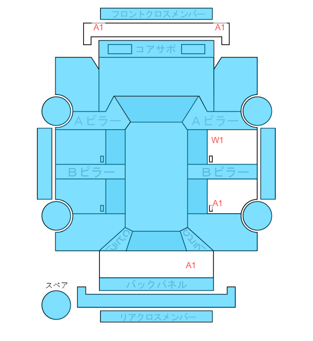 Body condition diagram (damage marks, Japanese labels)