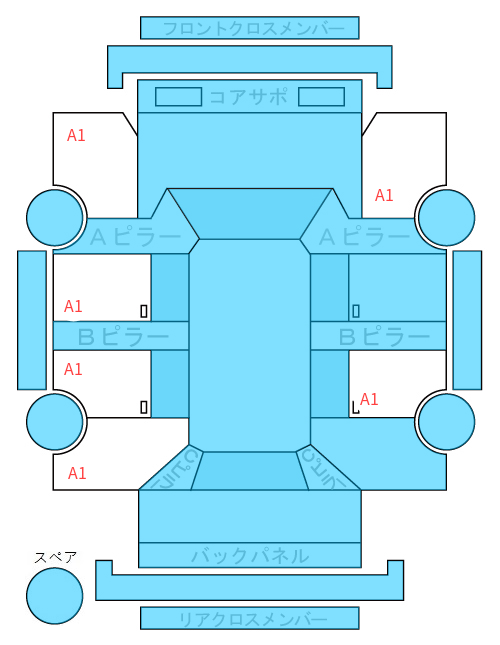Body condition diagram (damage marks, Japanese labels)