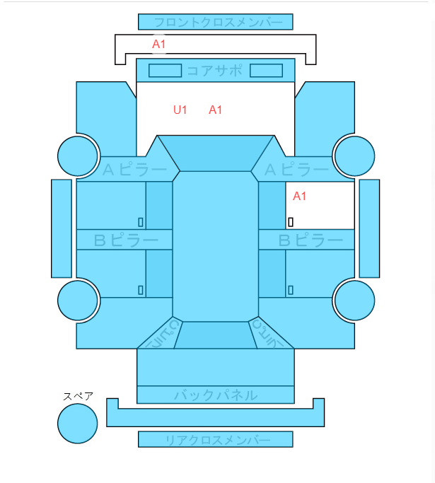 Body condition diagram (damage marks, Japanese labels)