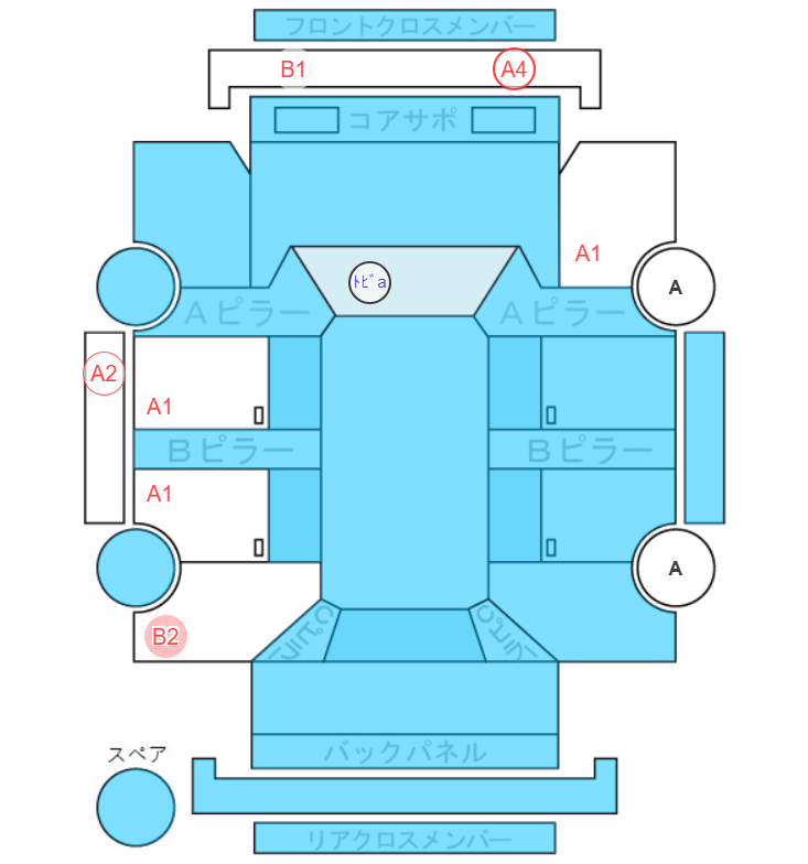 Body condition diagram (damage marks, Japanese labels)