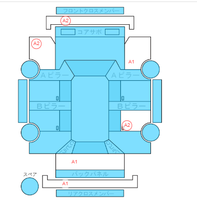 Body condition diagram (damage marks, Japanese labels)