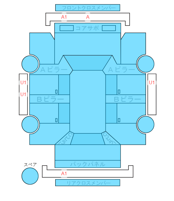 Body condition diagram (damage marks, Japanese labels)