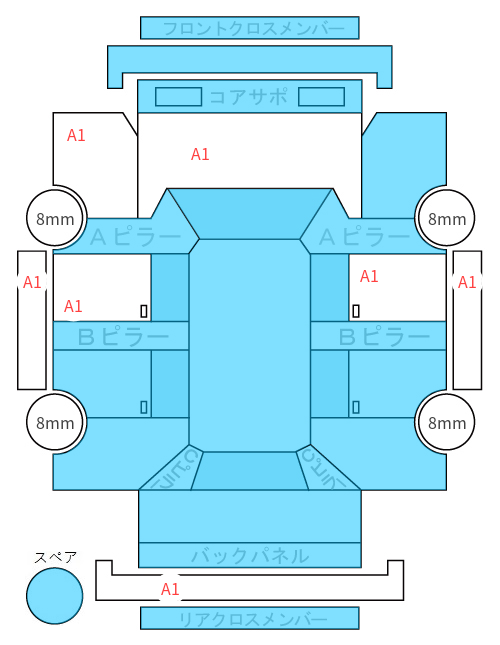 Body condition diagram (damage marks, Japanese labels)